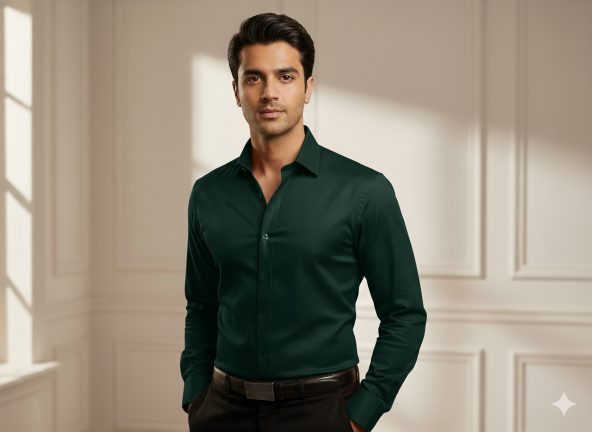 गहरा जुनिपर हरा सादा ग्लेज्ड कॉटन कपड़ा (थोक)