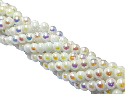 White Rainbow Opaque Spherical Glass Pearls