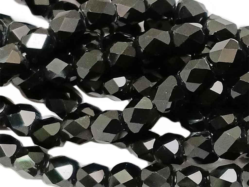 Black Drum Shaped Faceted Crystal Beads (Wholesale)