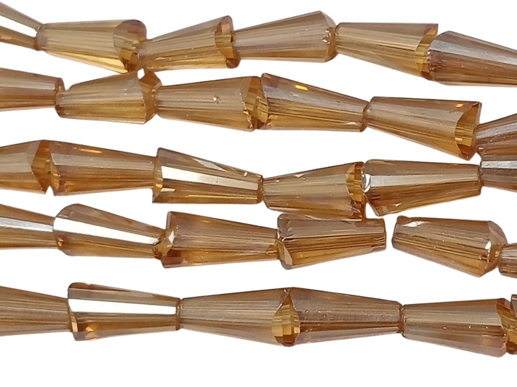 Brown Topaz Transparent Conical / Pencil Shaped Crystal Beads