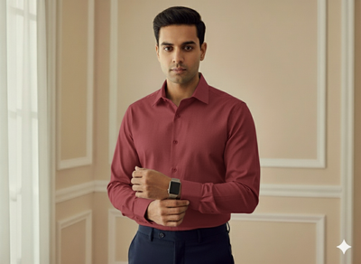 बरगंडी सादा ग्लेज्ड कॉटन कपड़ा