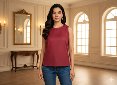 बरगंडी सादा ग्लेज्ड कॉटन कपड़ा (थोक)