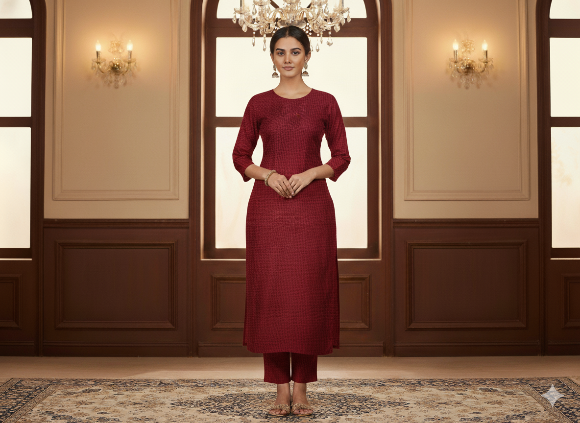 बरगंडी सादा ग्लेज्ड कॉटन कपड़ा (थोक)