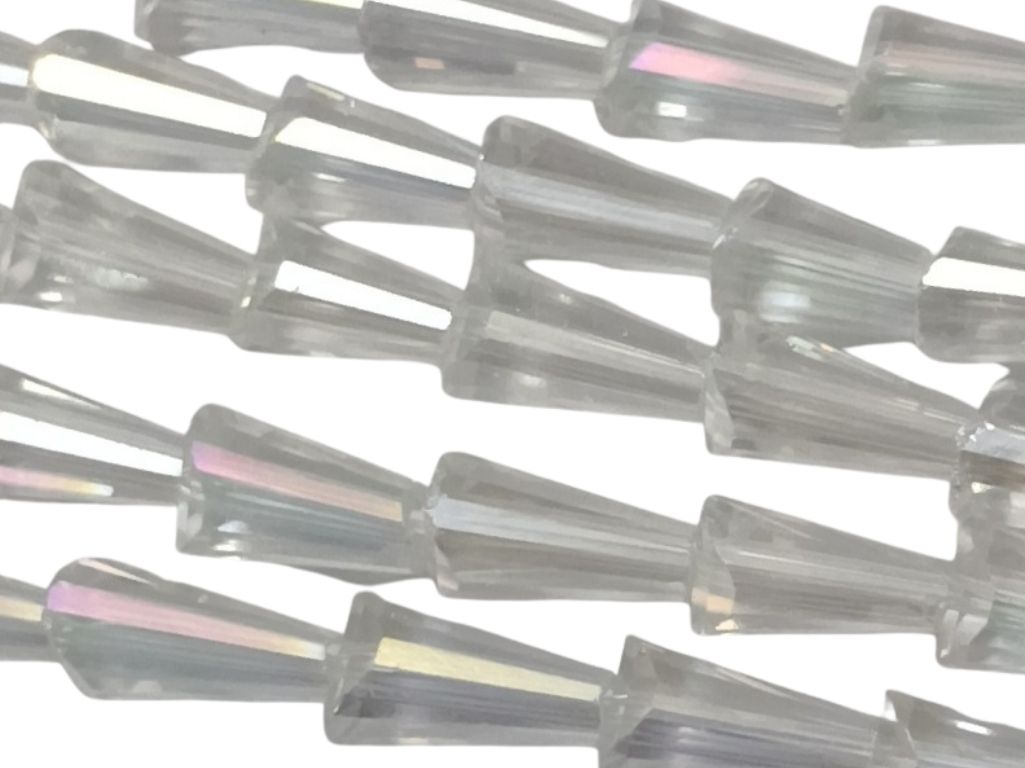 White Rainbow Transparent Conical / Pencil Shaped Crystal Beads