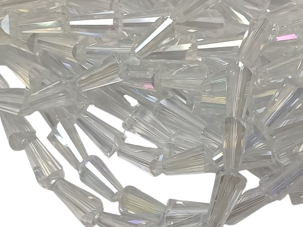 White Rainbow Transparent Conical / Pencil Shaped Crystal Beads
