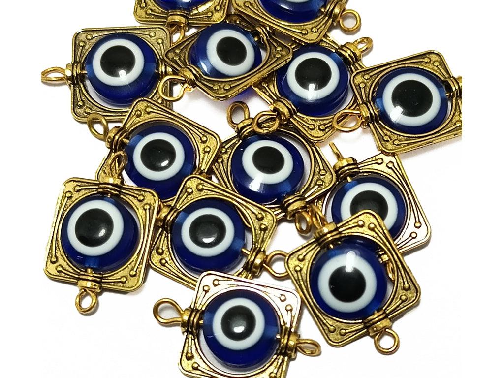 Blue Square Evil Eye Charms