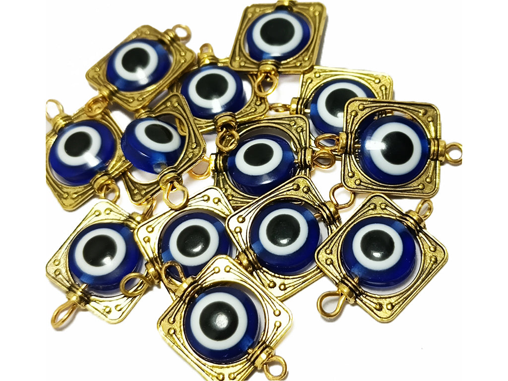 Blue Square Evil Eye Charms