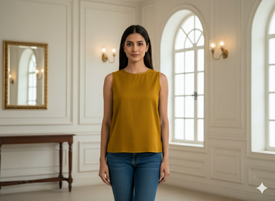 डार्क मस्टर्ड प्लेन ग्लेज्ड कॉटन फ़ैब्रिक (थोक)