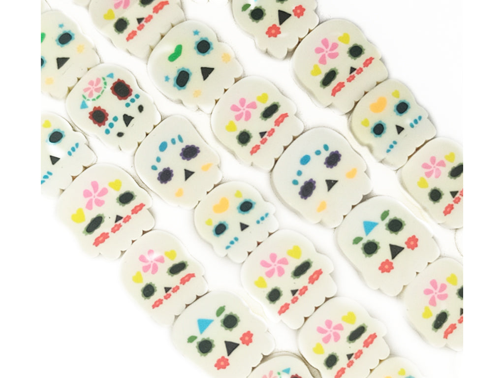 Multicolor Skull Fimo Rubber Beads