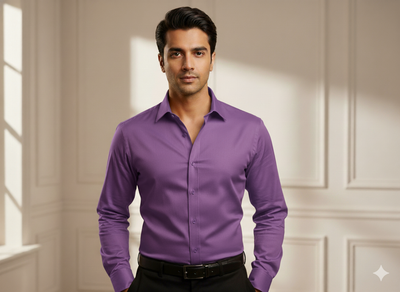 इंडिगो पर्पल प्लेन ग्लेज्ड कॉटन फ़ैब्रिक (थोक)