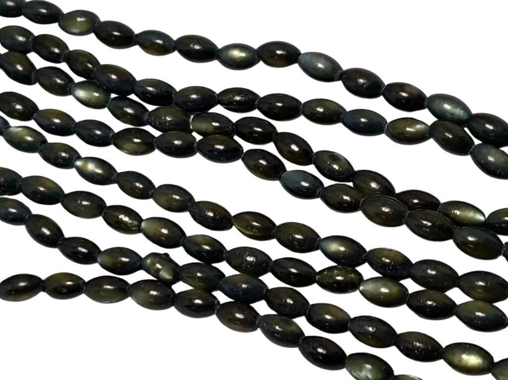 Dark Green Oval Glossy Mother of Pearl Beads