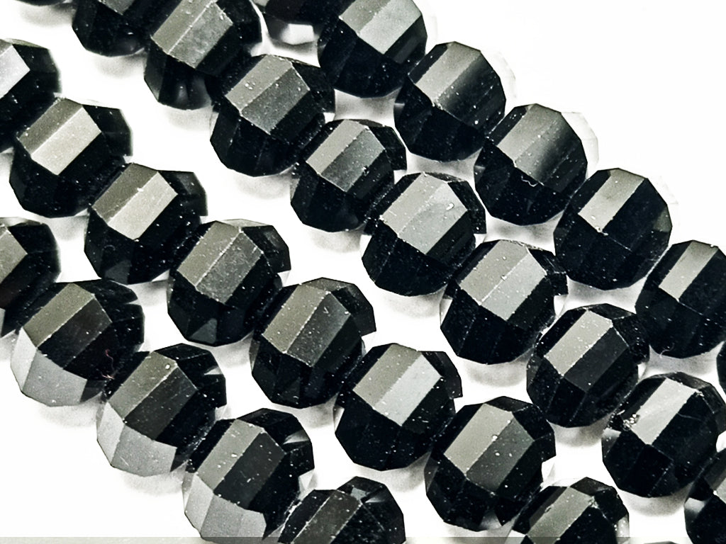 Black Octagonal Faceted Crystal Beads