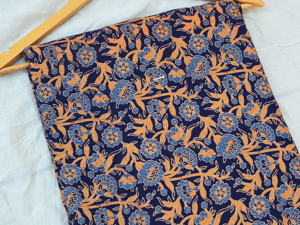 Indigo Kalamkari Pure Cotton Fabric