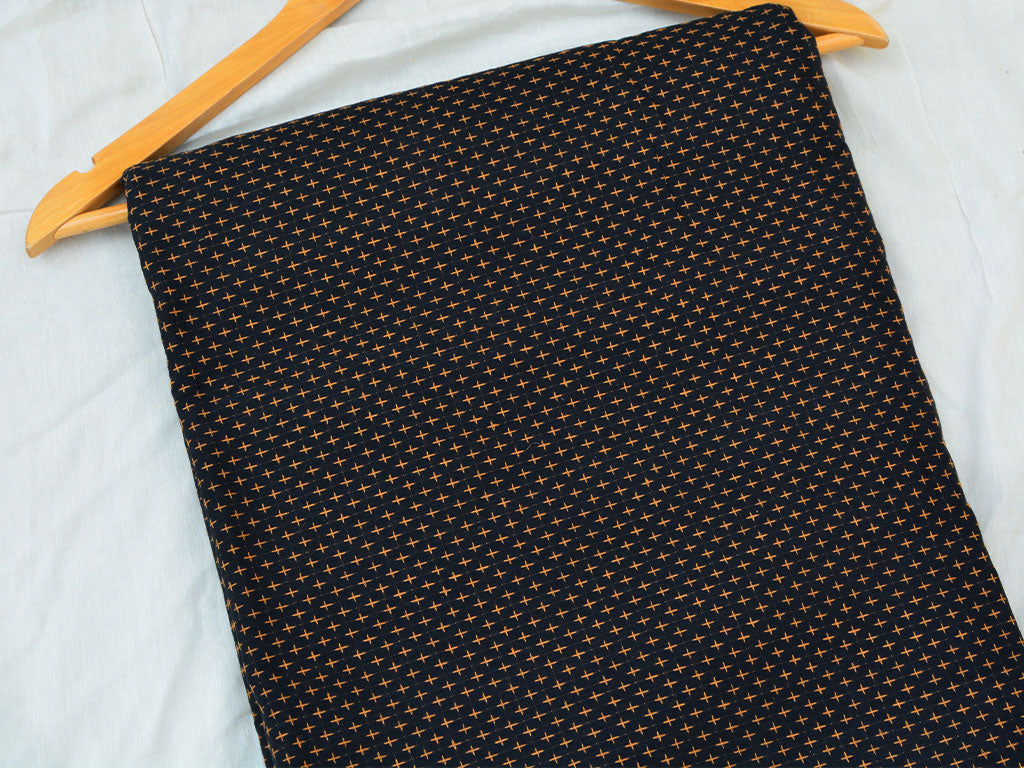 Black Cross Stitch Pattern Pure Cotton Jacquard Fabric