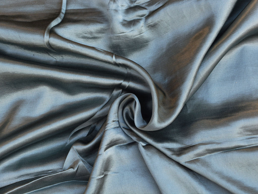 Silver Gray Plain Pure Viscose Gaji Silk Fabric