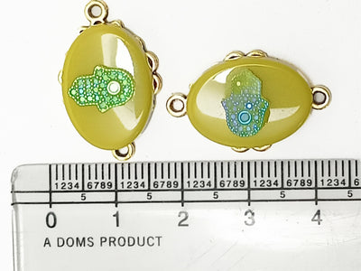 Mehndi Green Oval Plastic & Metal Charms