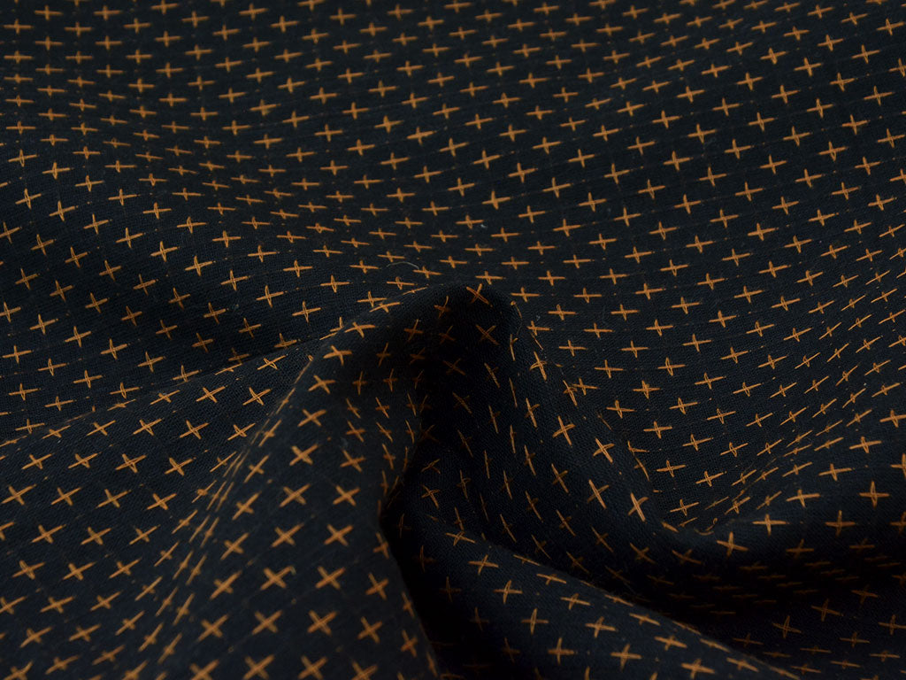 Black Cross Stitch Pattern Pure Cotton Jacquard Fabric