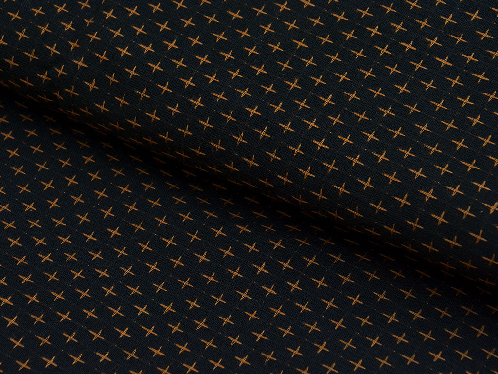 Black Cross Stitch Pattern Pure Cotton Jacquard Fabric