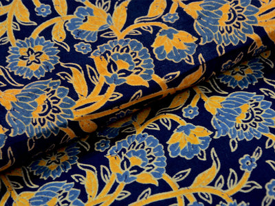 Indigo Kalamkari Pure Cotton Fabric