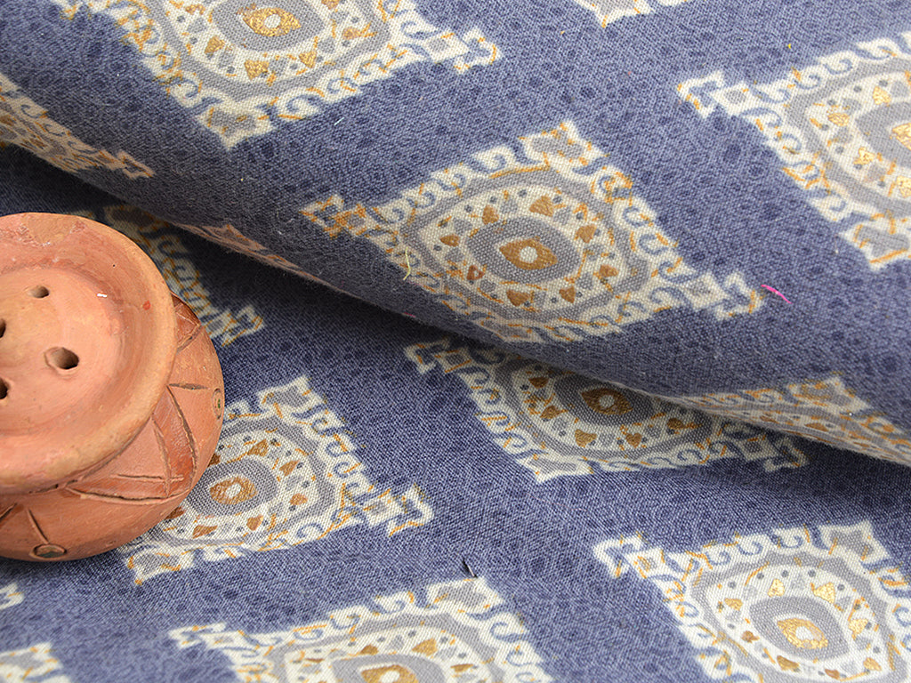 Blue Traditional Digital Printed Sub Cotton Fabric