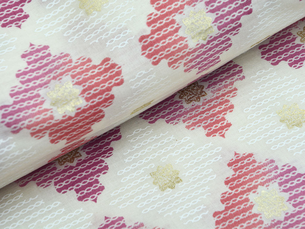 White Ajrak Printed Pure Mul Mul Cotton Fabrics