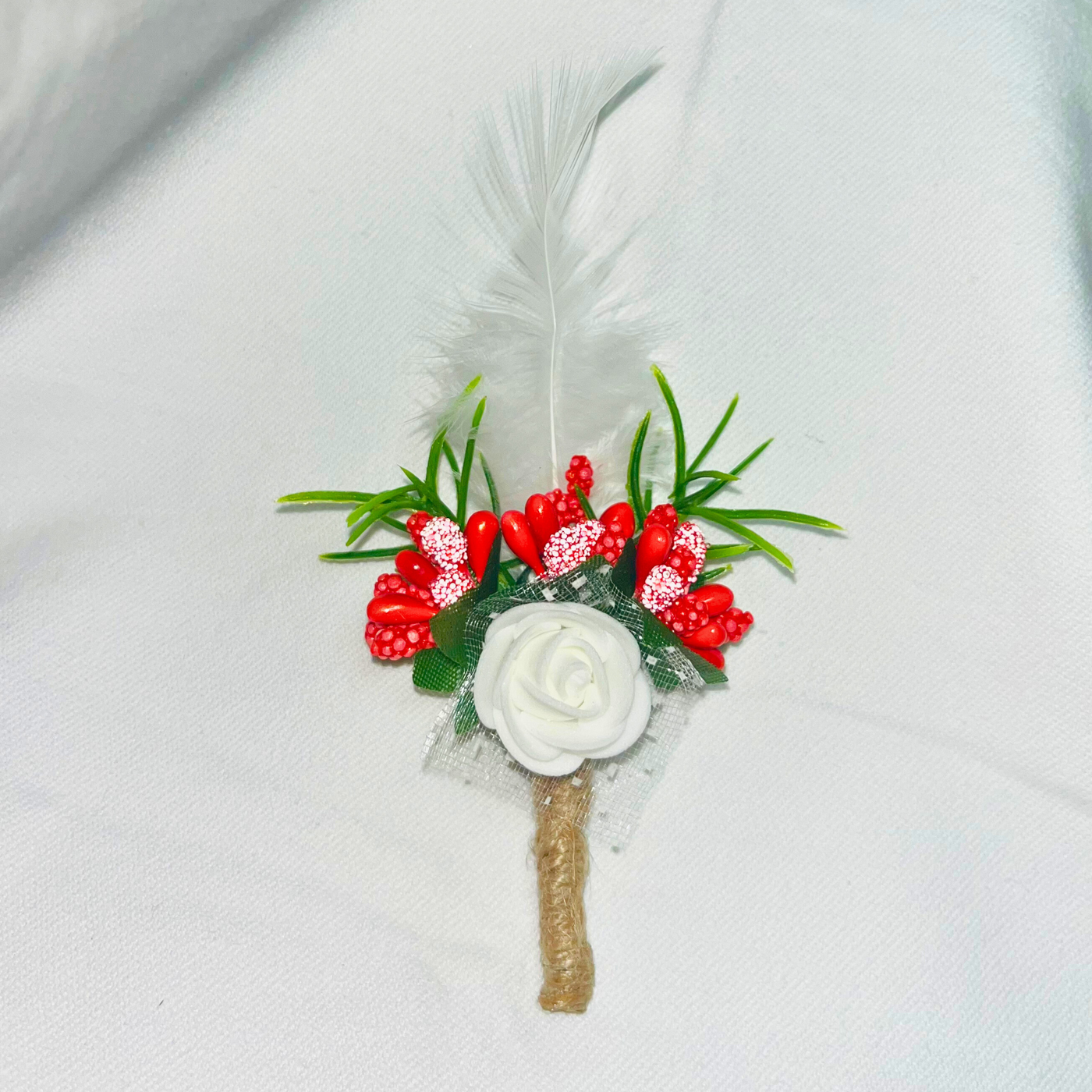 Multicolor Faux Feather Flower Brooch