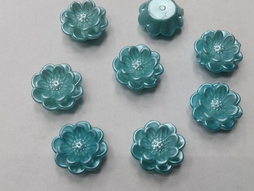 Light Blue Flower Plastic Beads- 17 mm