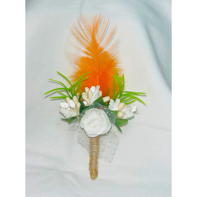 Multicolor Faux Feather Flower Brooch