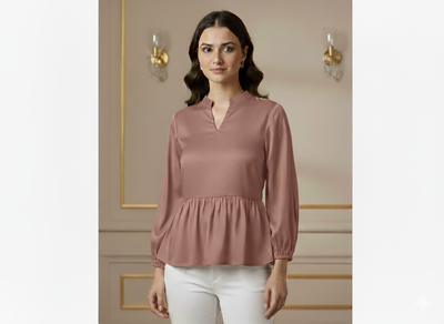 Pastel Dark Peach Plain Malai Satin Fabric