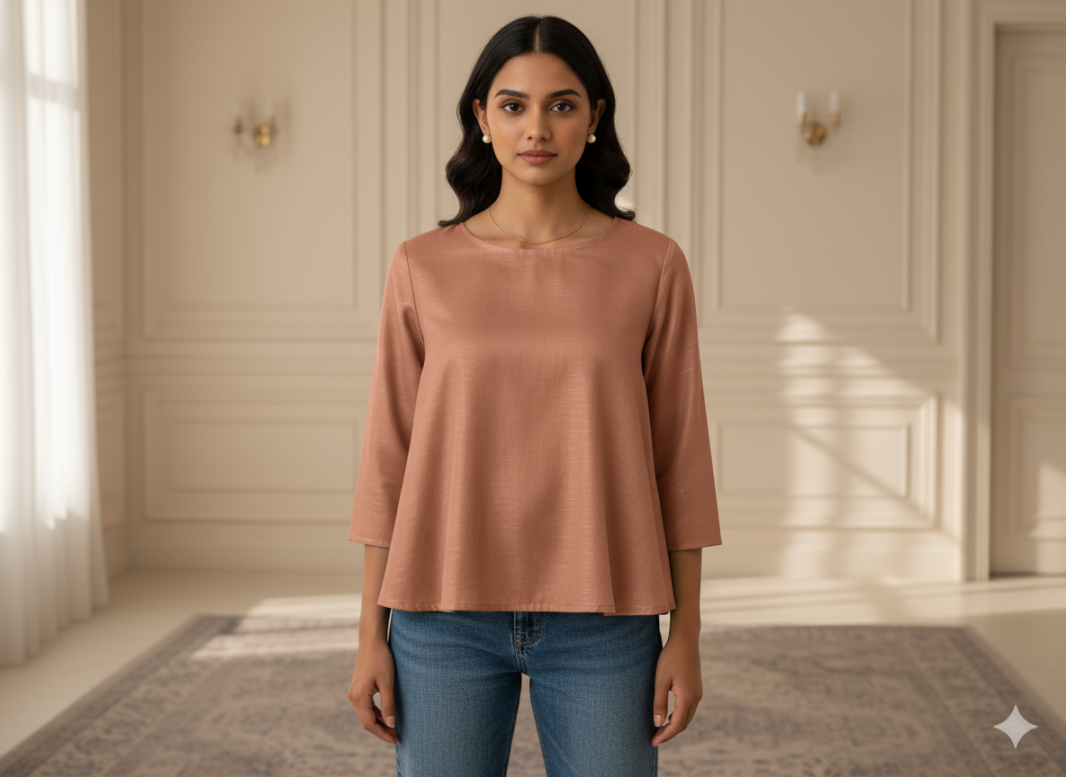 ब्लश रेड प्लेन ग्लेज्ड कॉटन फ़ैब्रिक