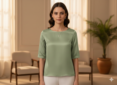 Olive Geen Plain Malai Satin Fabric