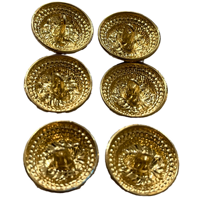 White & Golden Fearless Lion Face Shaped 1 Hole Round Metal Buttons