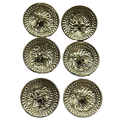 Black & Silver Fearless Lion Face Shaped 1 Hole Round Metal Buttons