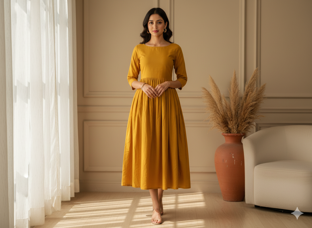 Yellow Plain 100% Pure Mul Mul Cotton