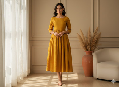 Yellow Plain 100% Pure Mul Mul Cotton