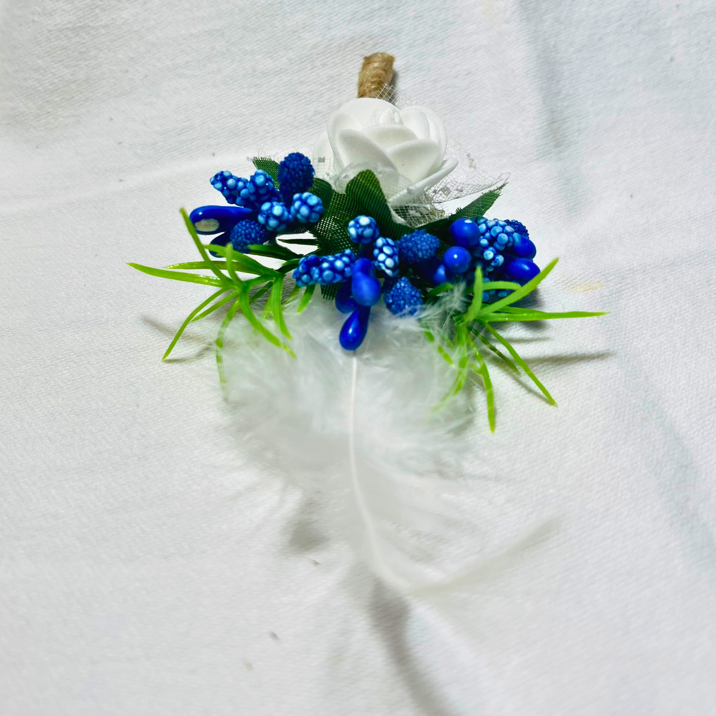 Multicolor Faux Feather Flower Brooch