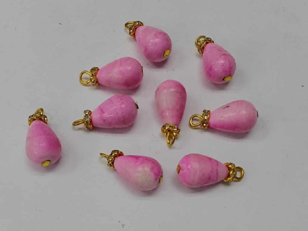 Pink Drop Plastic Loreal Beads