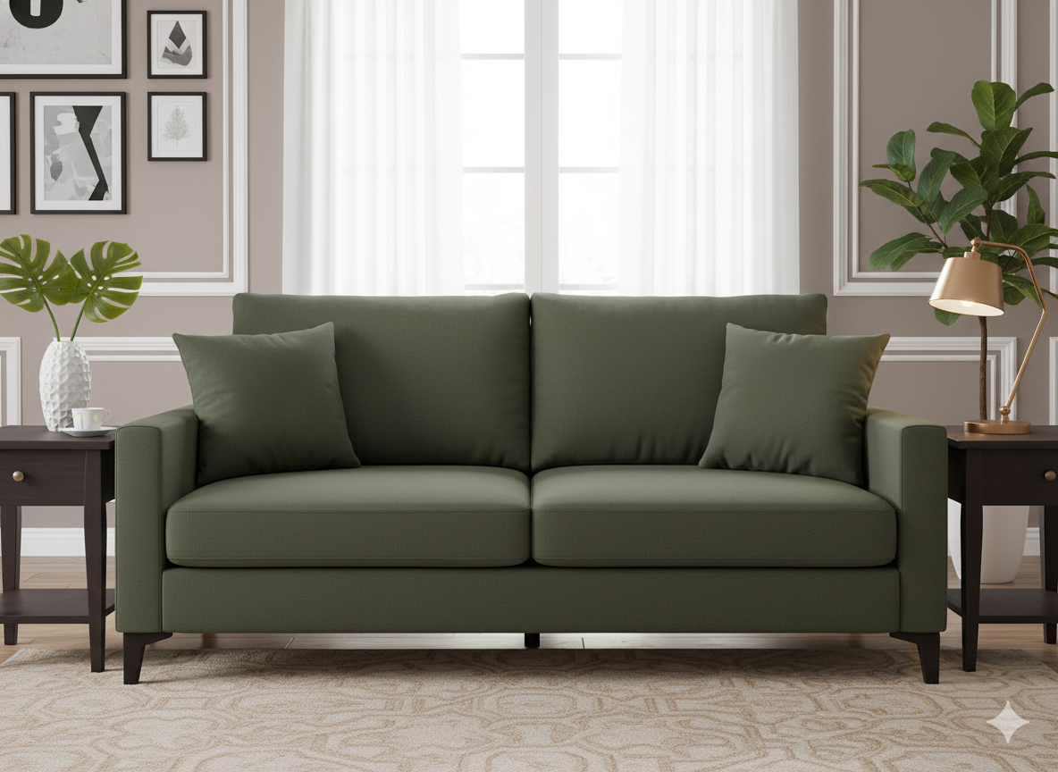 गहरा जैतून हरा सादा भारी सूती कैनवास कपड़ा