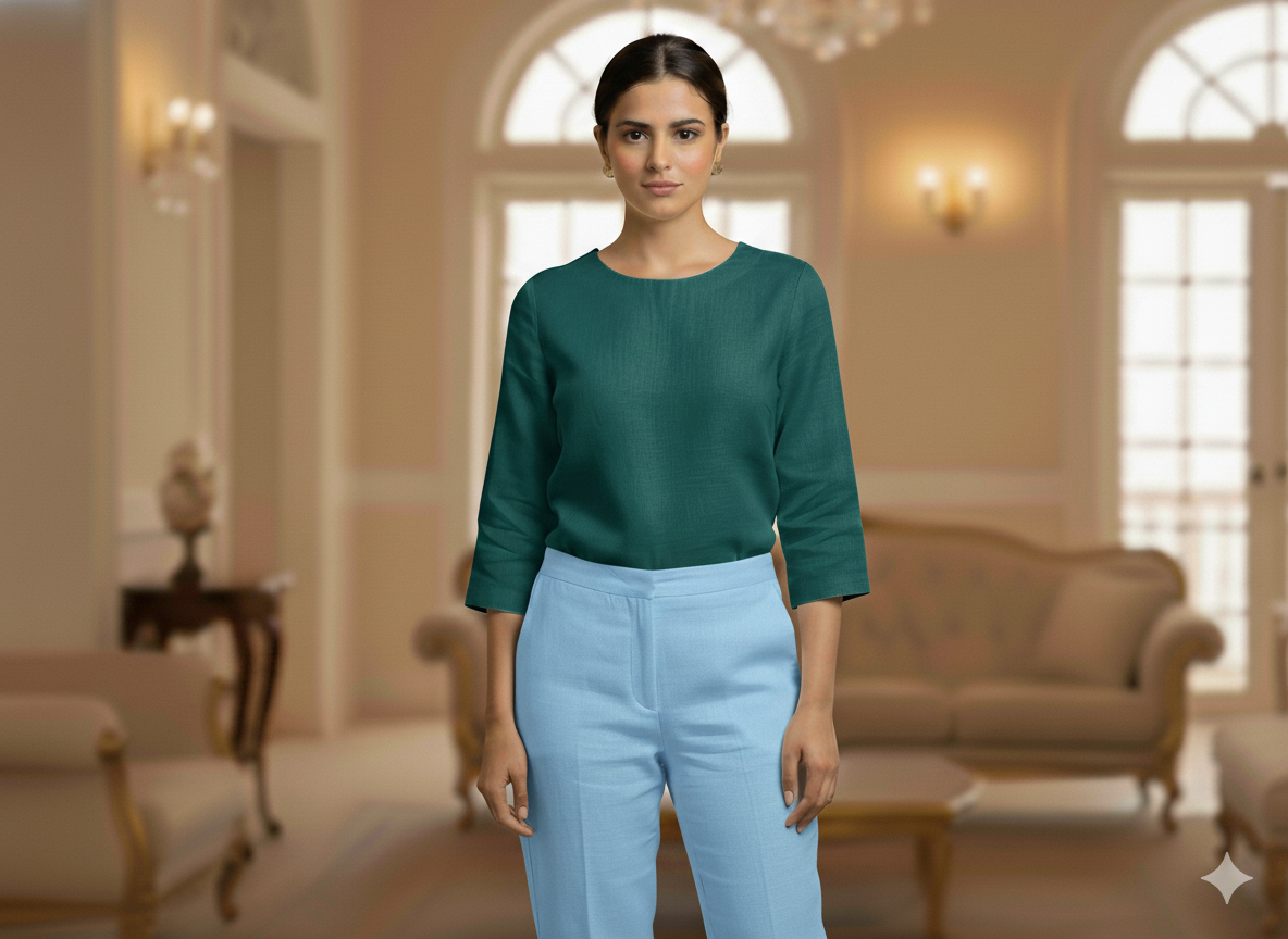 स्काई ब्लू शुद्ध लिनन कपड़ा - 60 ली