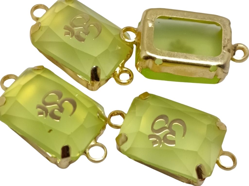 Parrot Green Rectangular Resign Om Charms