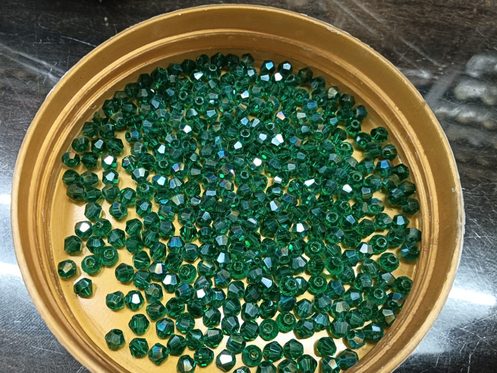 Dark Green Rainbow Bicone Crystal Glass Beads