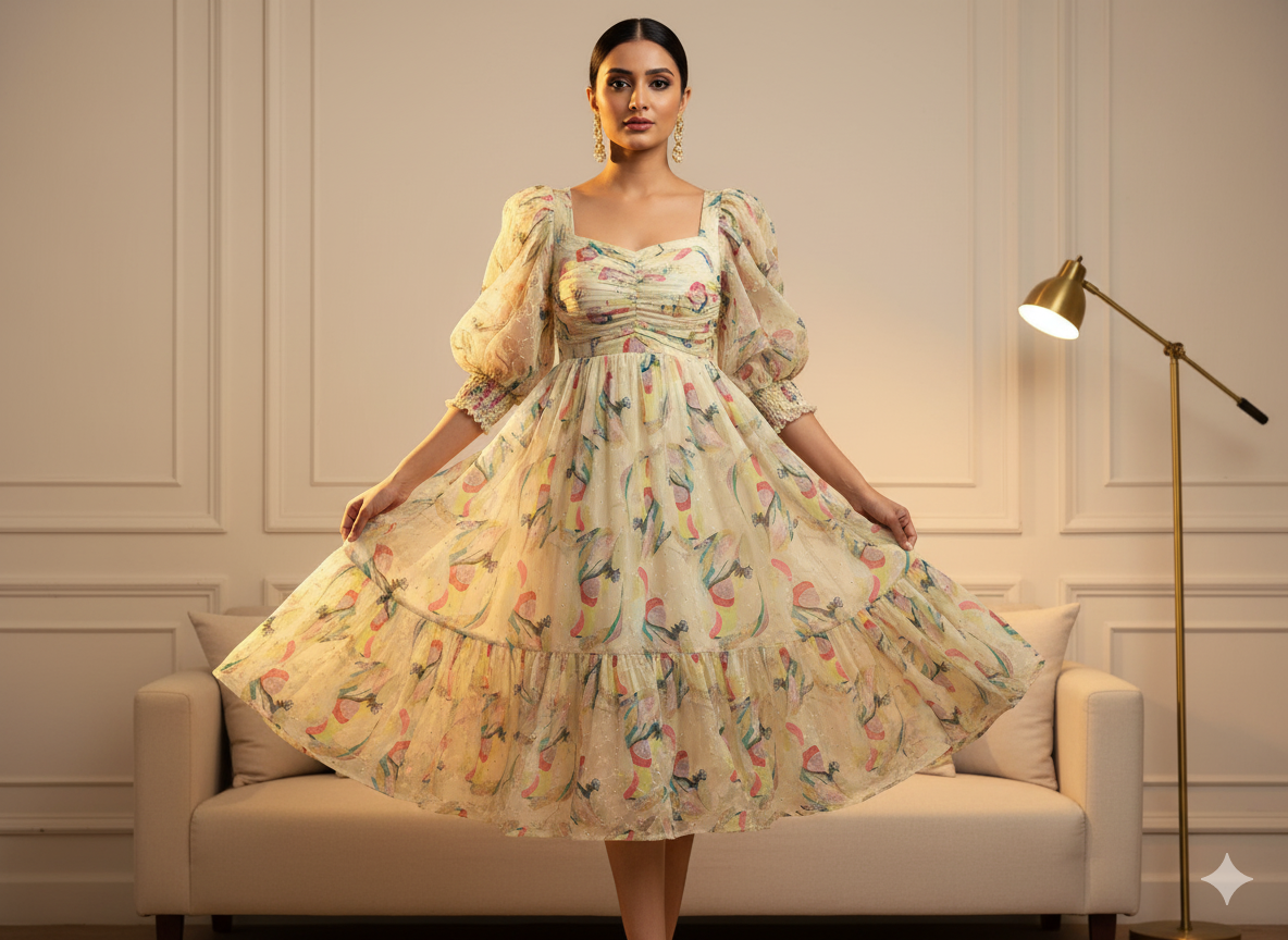 Off White 100 % Pure Mul Mul Cotton Chikan Embroidered Fabric