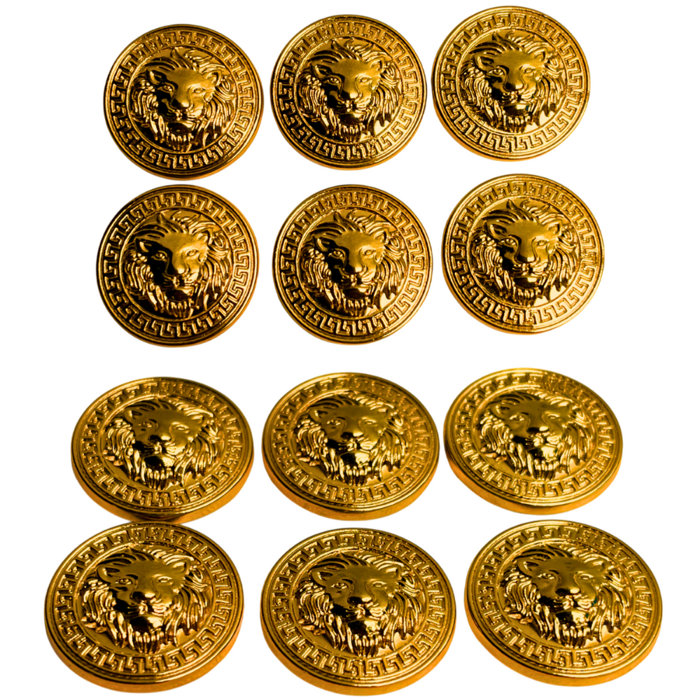 Pure Golden Lion Face Antique Design Round Shank Metal Button
