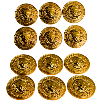 Pure Golden Lion Face Antique Design Round Shank Metal Button