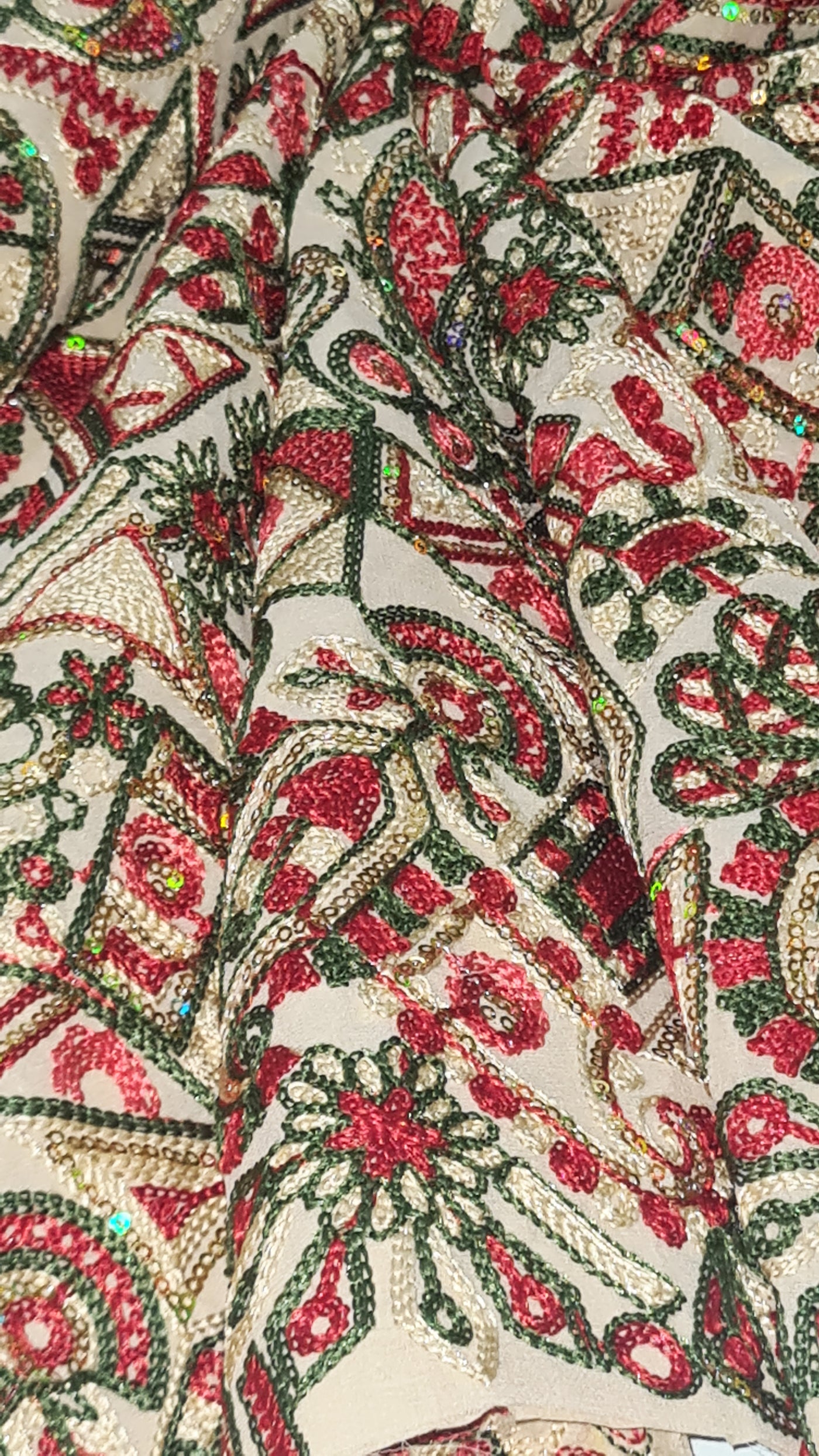 Multicolor Floral Kashmiri Embroidered Georgette Fabric