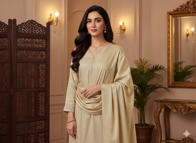 Pastel Ivory Plain Malai Satin Fabric