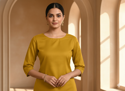 Yellow Plain 100% Pure Mul Mul Cotton