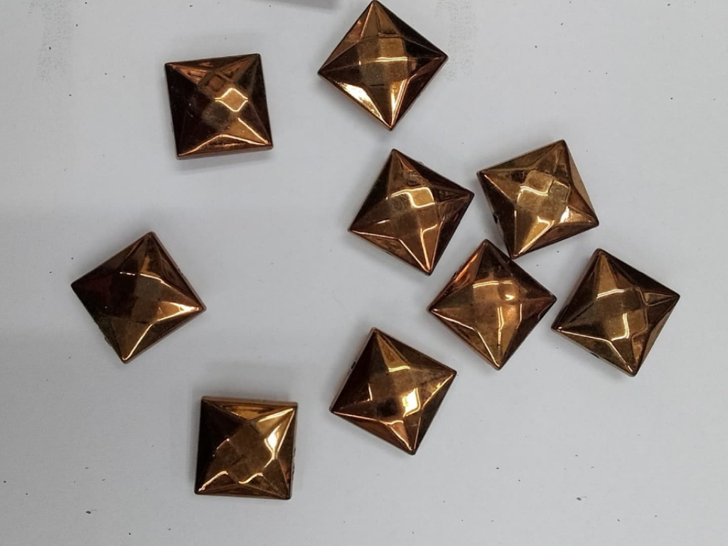 Brown Square Faceted Plastic Stones