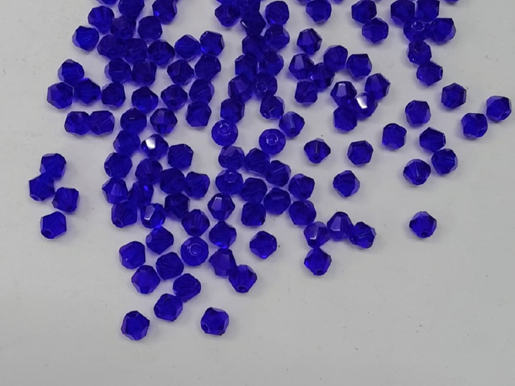 Blue New Cut Crystal Glass Beads- 4 mm