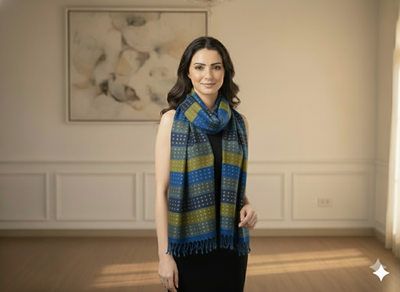 Multicolor Diamond Printed Semi Pashimna Woolen Fabric